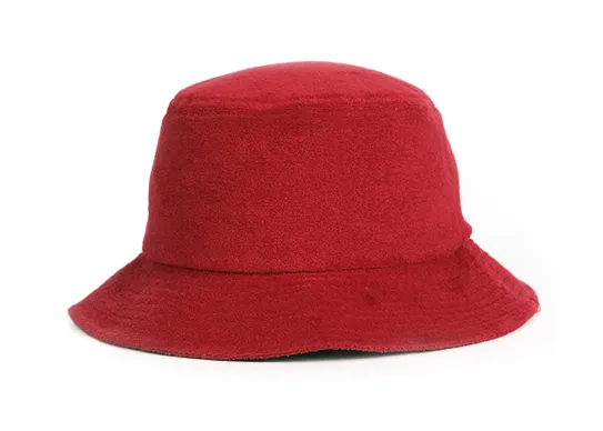 red terry towel bucket hat