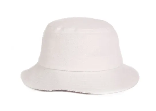 white terry towelling bucket hat