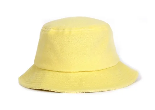 yellow terry cloth bucket hat