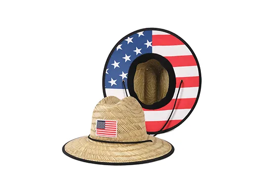 american flag hollow grass straw hat