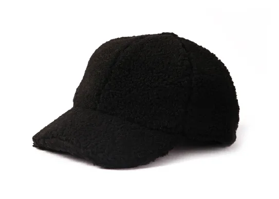 black fuzzy baseball cap
