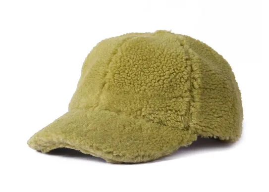 green fuzzy baseball cap