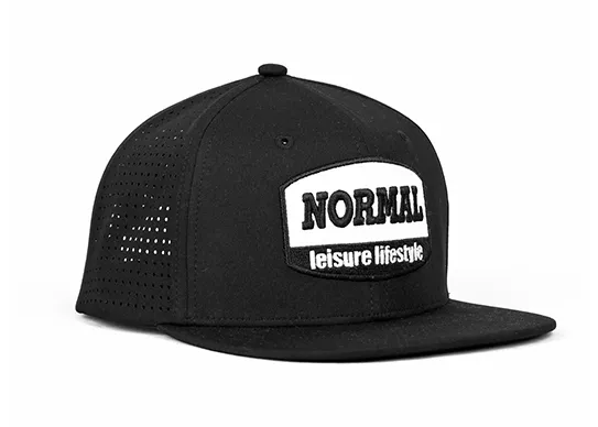 black perforated snapback hat