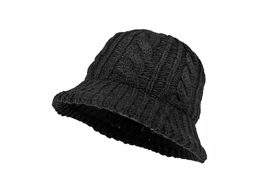 black knitted bucket hat