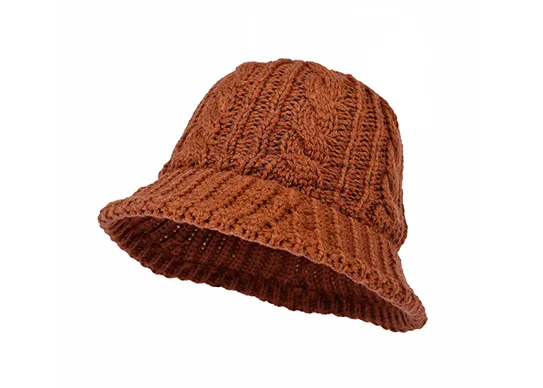 brown knitted bucket hat