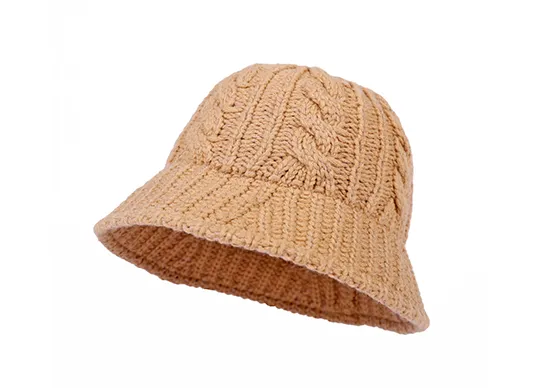 khaki knitted bucket hat