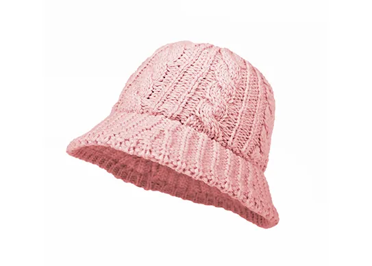 pink knitted bucket hat