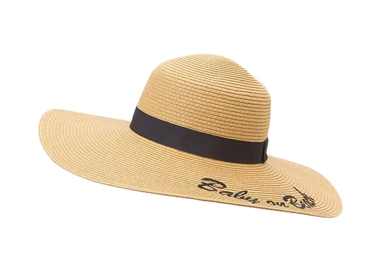 Chapéus de praia de palha bordado personalizado disquete