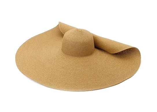 Chapéus de sol de praia de palha de aba larga por atacado