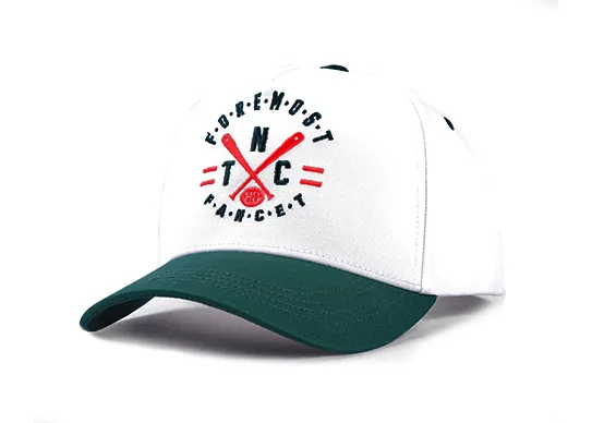 white and green baseball cap