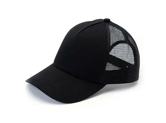 black 5 panel trucker hat
