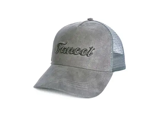embroidered suede trucker hat