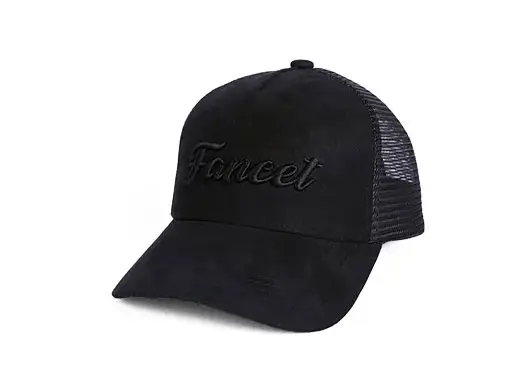 fblack suede trucker hat