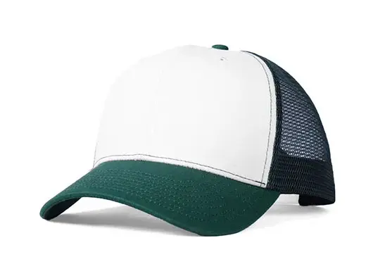 green and white trucker hat