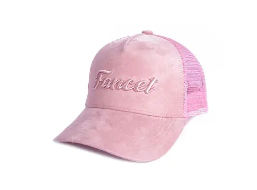 pink suede trucker hat