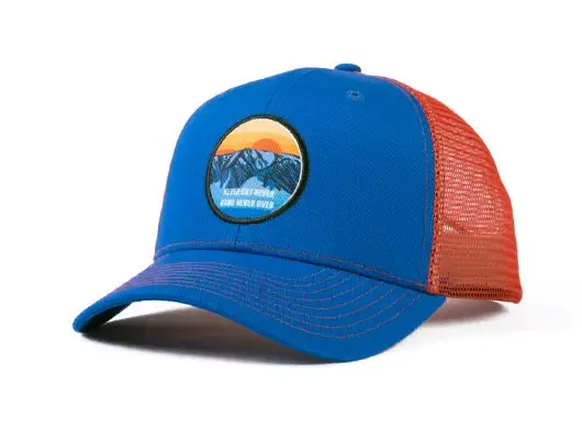 red and blue custom patch hats trucker
