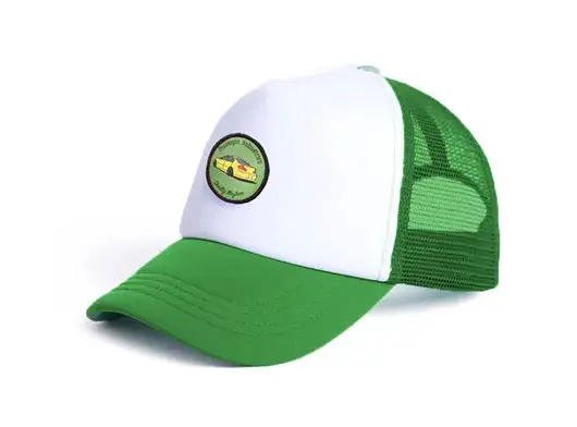 white and green trucker hat