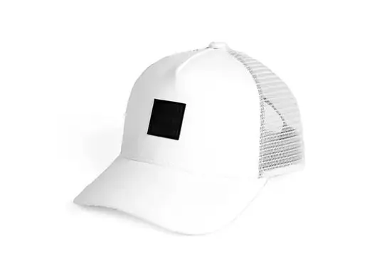 white patch suede trucker cap