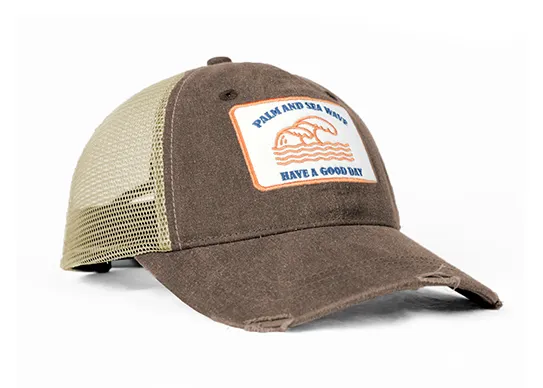 brown distressed trucker hat wholesale