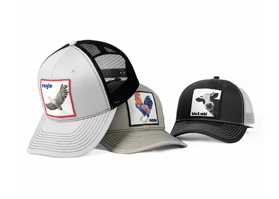 trucker hat with animal patches