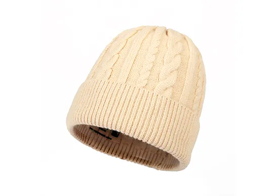 beige cable beanie
