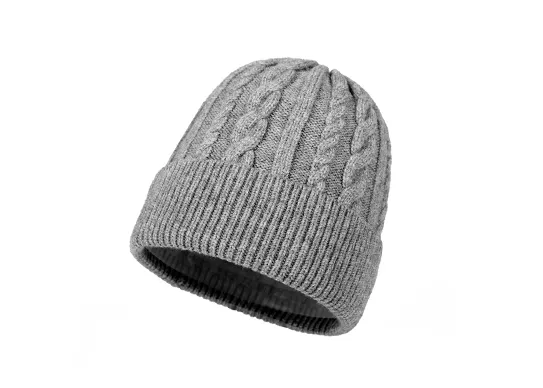 grey cable beanie