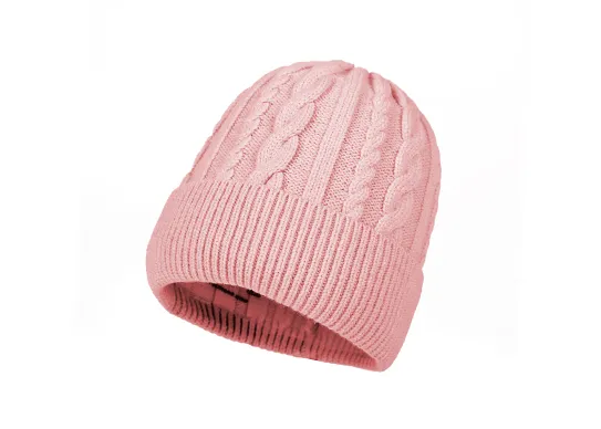 pink cable beanie