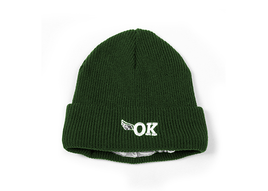 green satin lined beanie